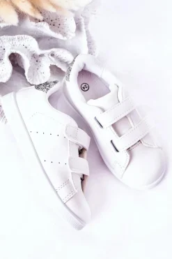 Clearance Boto Dziecięce Tenisówki Na Rzepy Biało-Srebrne Cute Girl