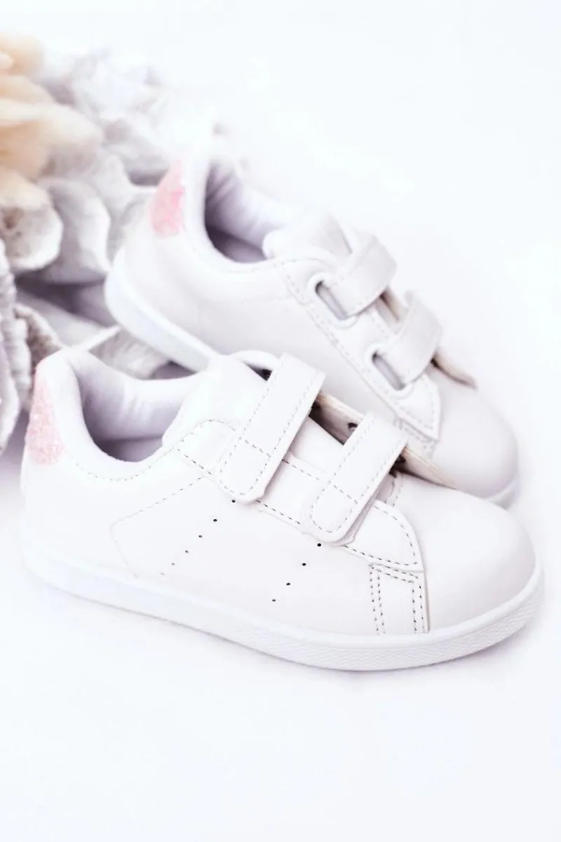 Dziewczęce|Back To School>Boto Dziecięce Tenisówki Na Rzepy Biało-Różowe Cute Girl