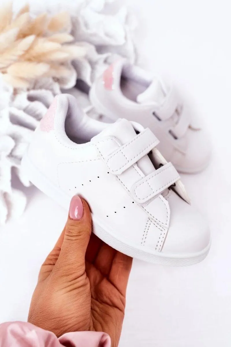 Dziewczęce|Back To School>Boto Dziecięce Tenisówki Na Rzepy Biało-Różowe Cute Girl