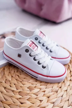 Outlet Dziecięce Trampki Big Star Klasyczne Białe W374001 Damskie Chłopięce|Dziewczęce