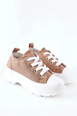 Best Boto Dziecięce Trampki Na Platformie Beżowe Travel Time