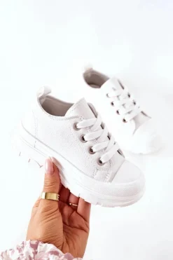 Chłopięce|Dziewczęce>Boto Dziecięce Trampki Na Platformie Białe Travel Time