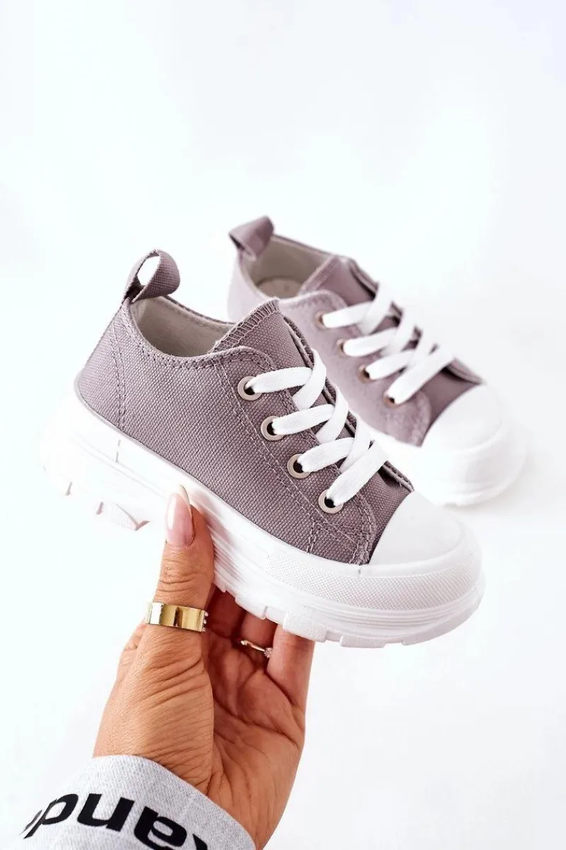 Best Dziecięce Trampki Na Platformie Szare Travel Time Dzieci Chłopięce|Dziewczęce