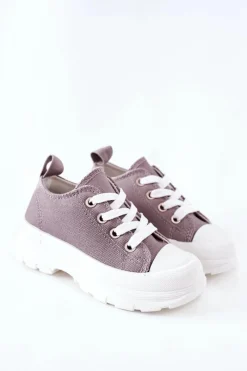 Best Dziecięce Trampki Na Platformie Szare Travel Time Dzieci Chłopięce|Dziewczęce