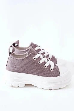 Best Dziecięce Trampki Na Platformie Szare Travel Time Dzieci Chłopięce|Dziewczęce