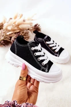 Chłopięce|Dziewczęce>Boto Dziecięce Trampki Na Platformie Czarno-Białe Travel Time