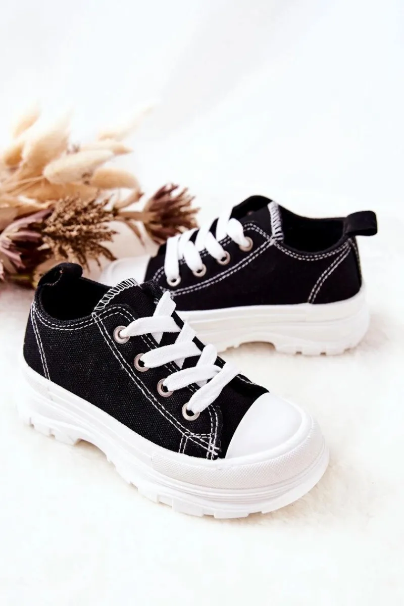 Chłopięce|Dziewczęce>Boto Dziecięce Trampki Na Platformie Czarno-Białe Travel Time