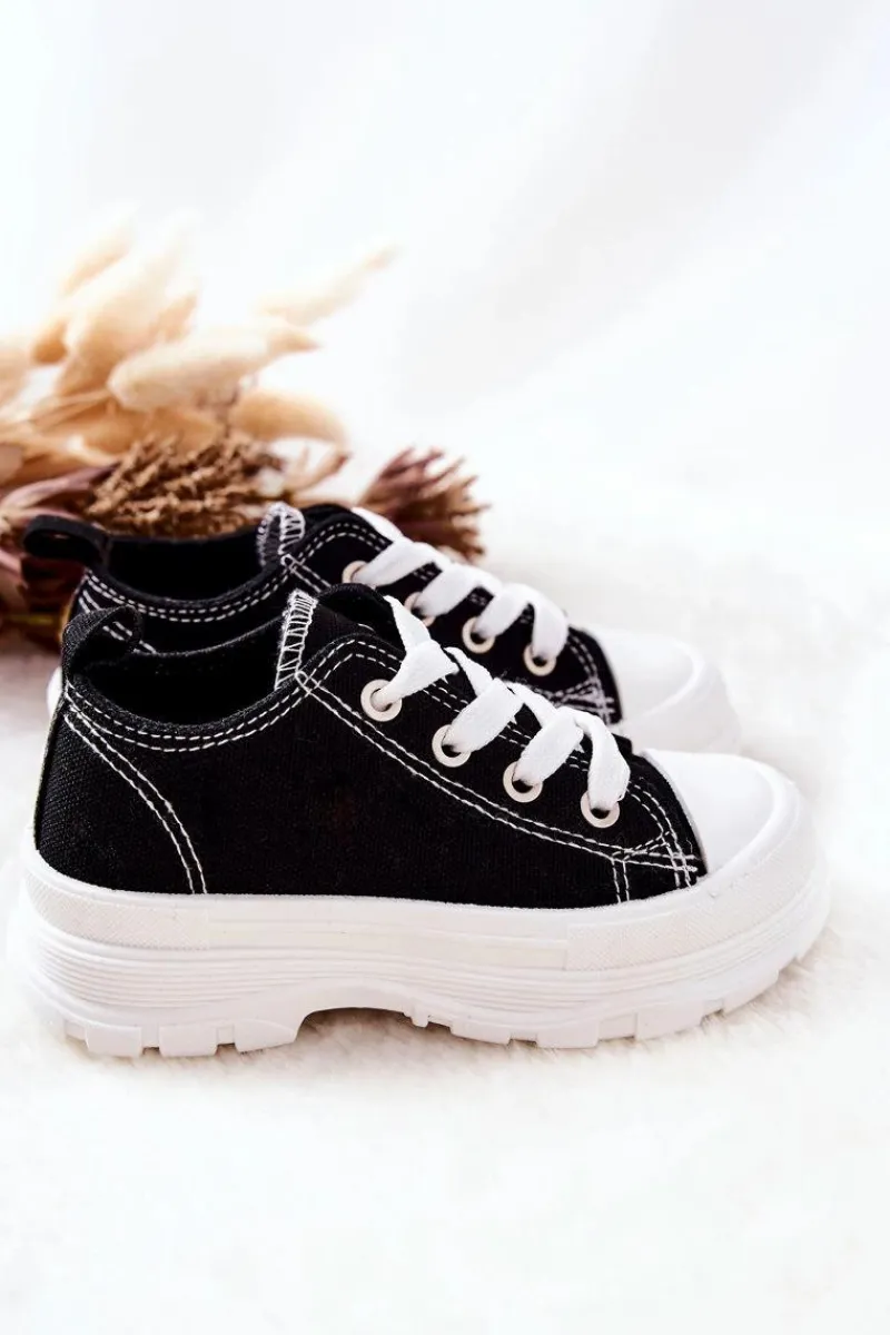 Chłopięce|Dziewczęce>Boto Dziecięce Trampki Na Platformie Czarno-Białe Travel Time