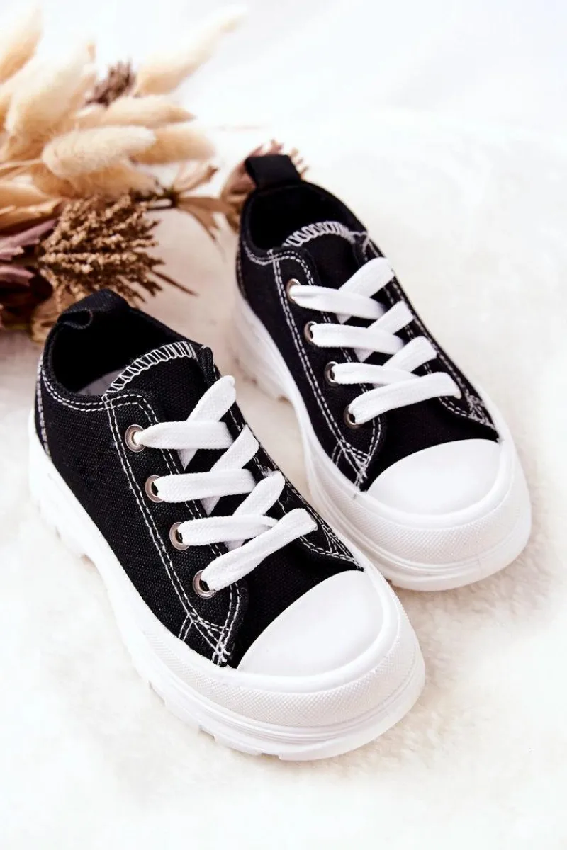 Chłopięce|Dziewczęce>Boto Dziecięce Trampki Na Platformie Czarno-Białe Travel Time