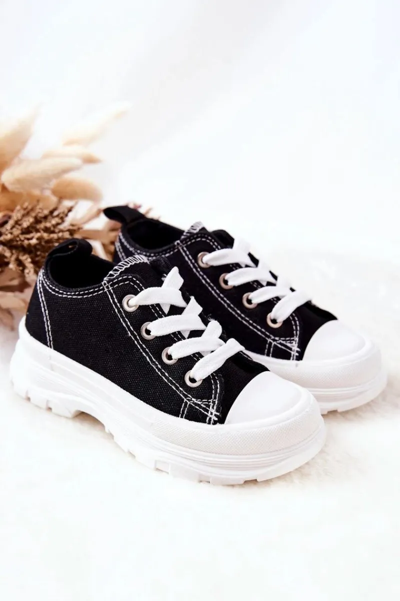 Chłopięce|Dziewczęce>Boto Dziecięce Trampki Na Platformie Czarno-Białe Travel Time