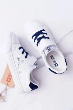 Chłopięce|Dziewczęce>Big Star Shoes Dziecięce Trampki Na Rzep Big Star DD374107 Biało-Granatowe