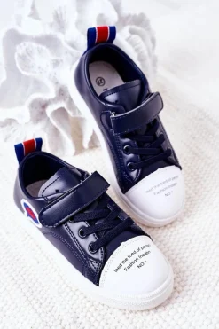 New Boto Dziecięce Trampki Na Rzep Granatowe Cartoon
