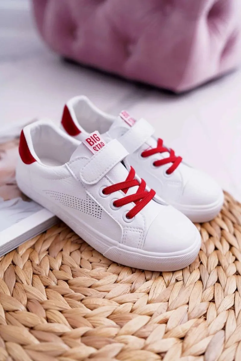 Chłopięce|Dziewczęce>Big Star Shoes Dziecięce Trampki Na Rzep Big Star DD374106 Biało-Czerwone