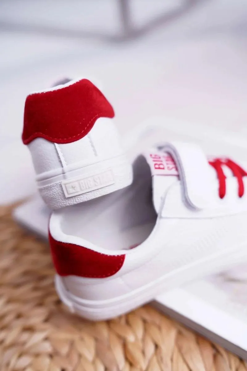 Chłopięce|Dziewczęce>Big Star Shoes Dziecięce Trampki Na Rzep Big Star DD374106 Biało-Czerwone