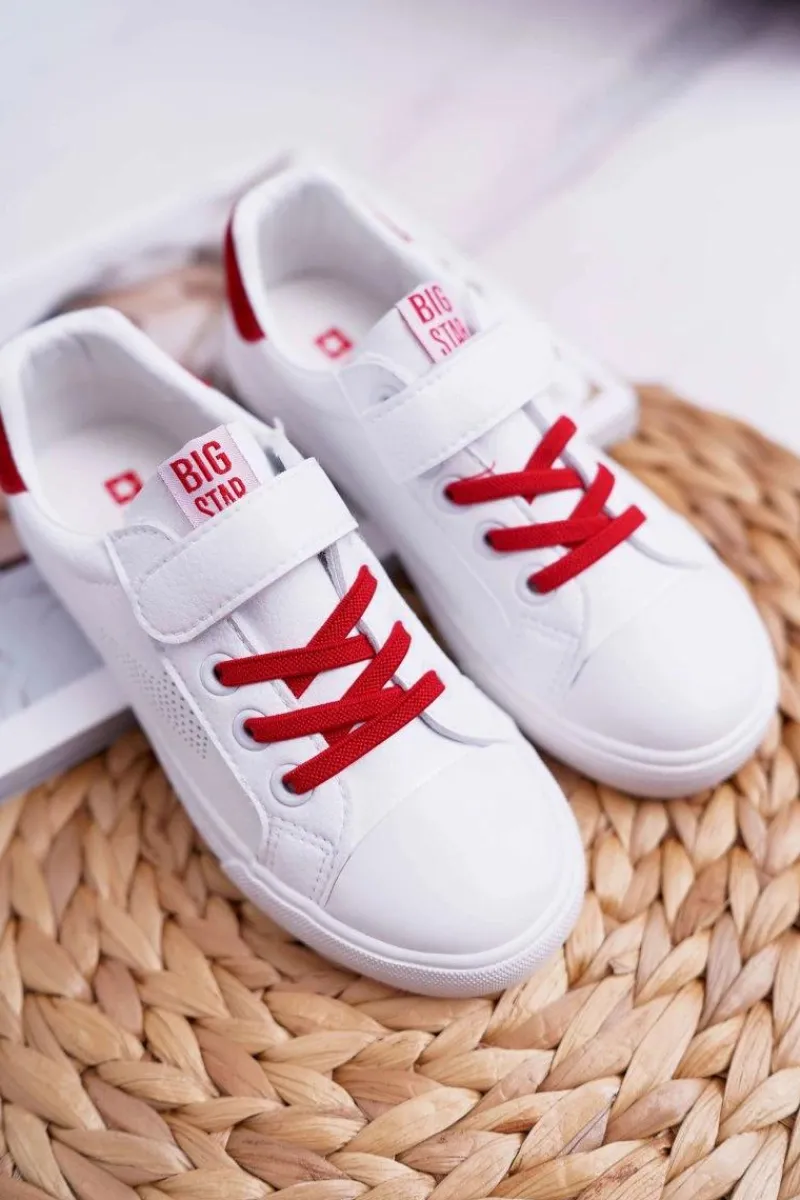 Chłopięce|Dziewczęce>Big Star Shoes Dziecięce Trampki Na Rzep Big Star DD374106 Biało-Czerwone