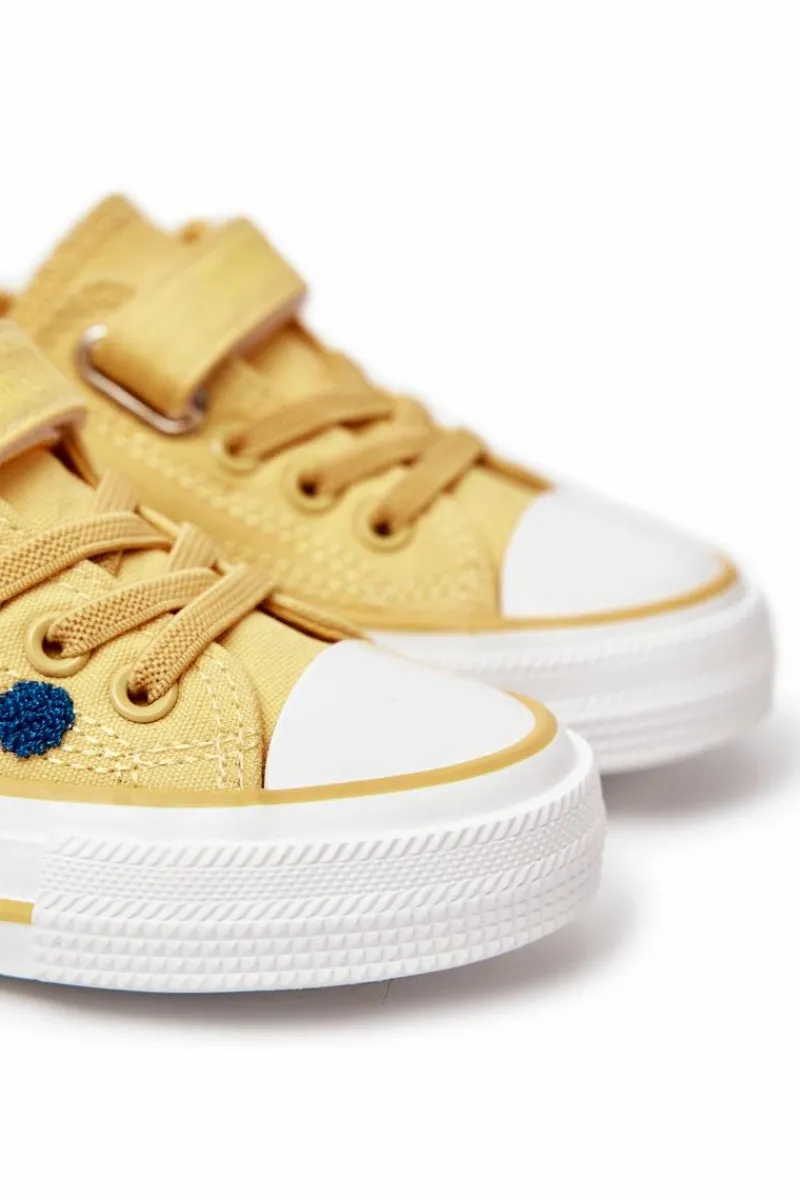 Online Dziecięce Trampki Na Rzep BIG STAR JJ374056 Żółte Dzieci Chłopięce|Dziewczęce