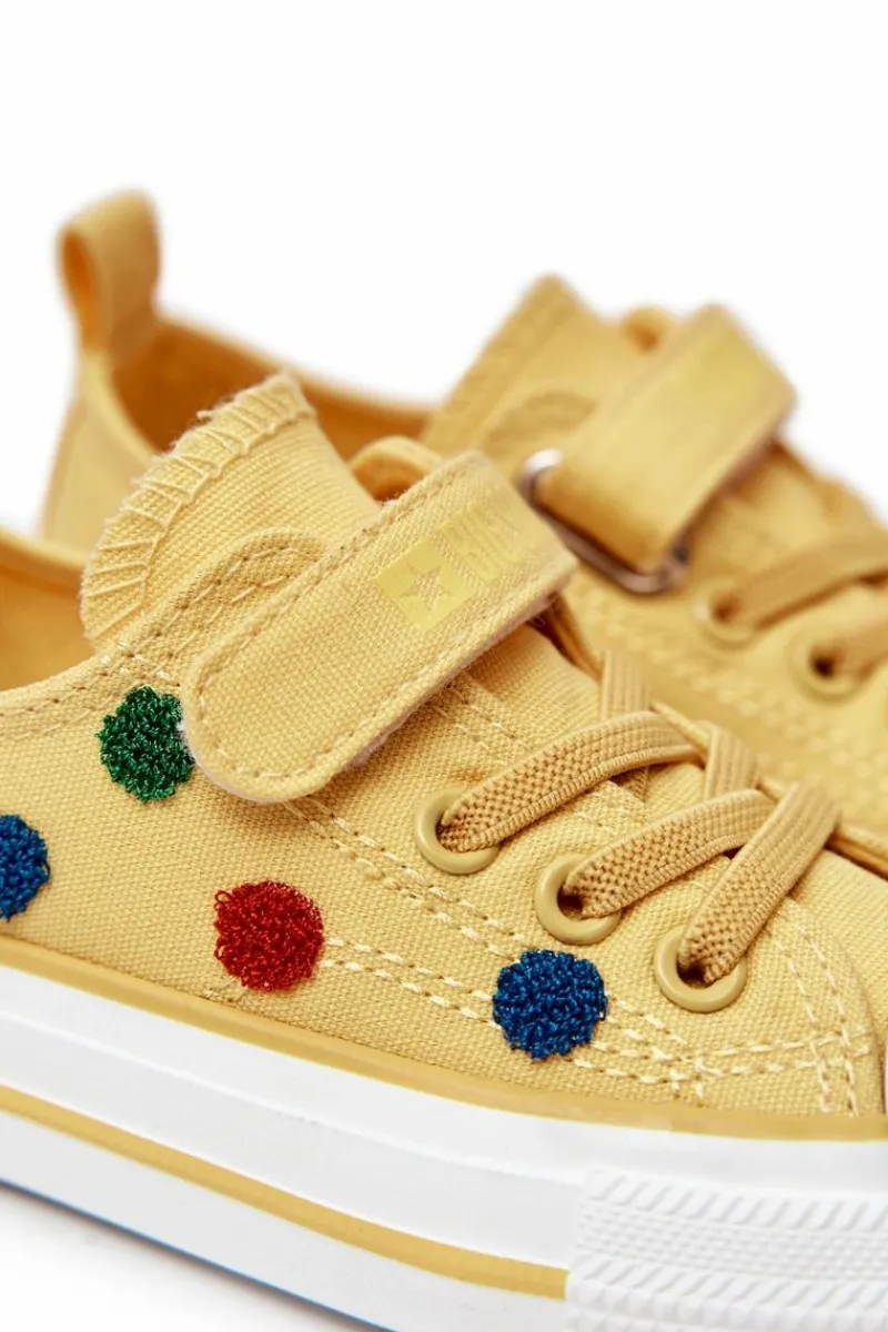 Online Dziecięce Trampki Na Rzep BIG STAR JJ374056 Żółte Dzieci Chłopięce|Dziewczęce