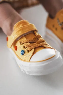 Online Dziecięce Trampki Na Rzep BIG STAR JJ374056 Żółte Dzieci Chłopięce|Dziewczęce