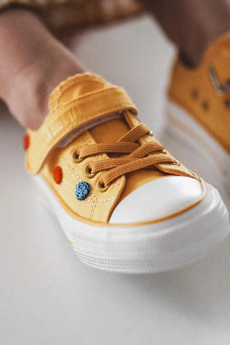 Online Dziecięce Trampki Na Rzep BIG STAR JJ374056 Żółte Dzieci Chłopięce|Dziewczęce