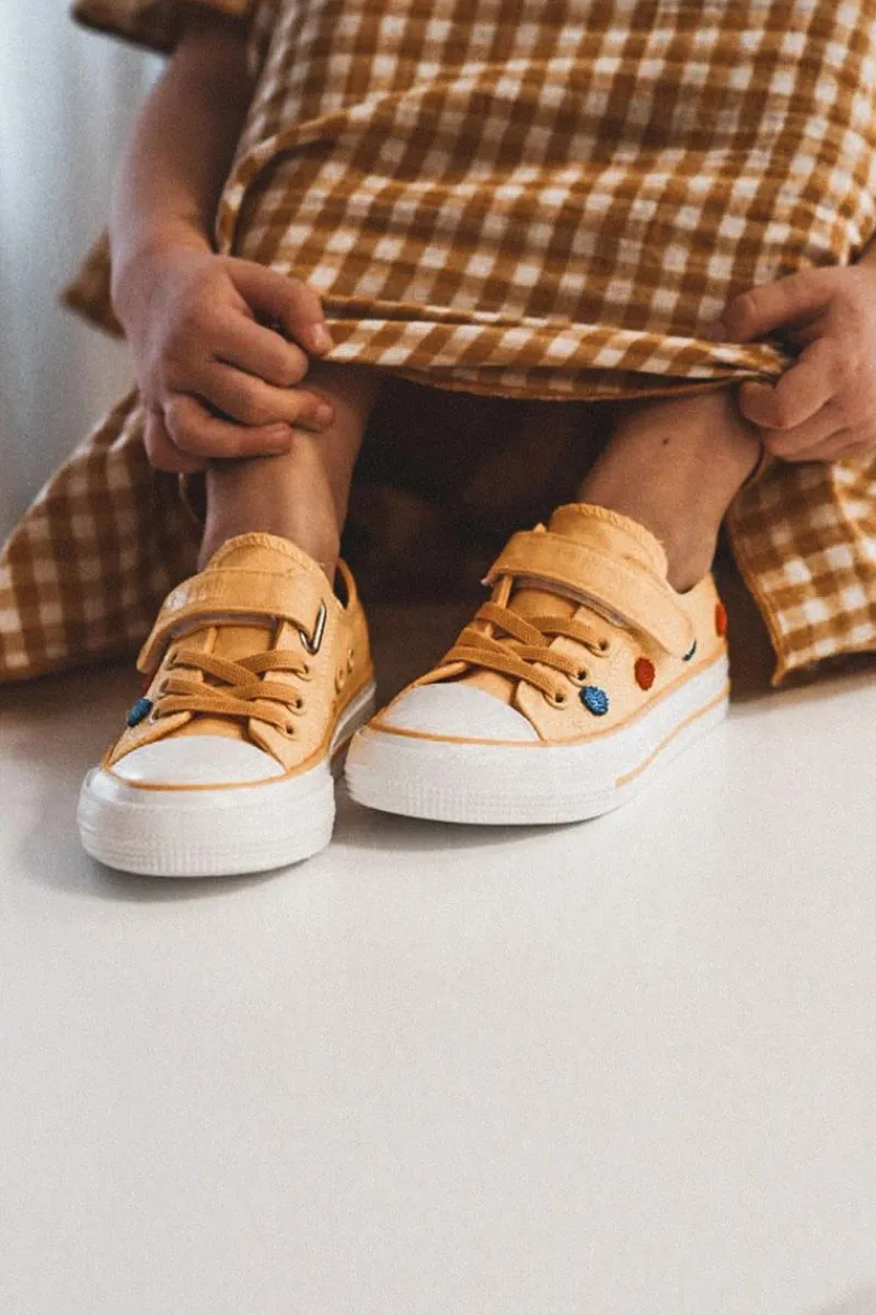 Online Dziecięce Trampki Na Rzep BIG STAR JJ374056 Żółte Dzieci Chłopięce|Dziewczęce