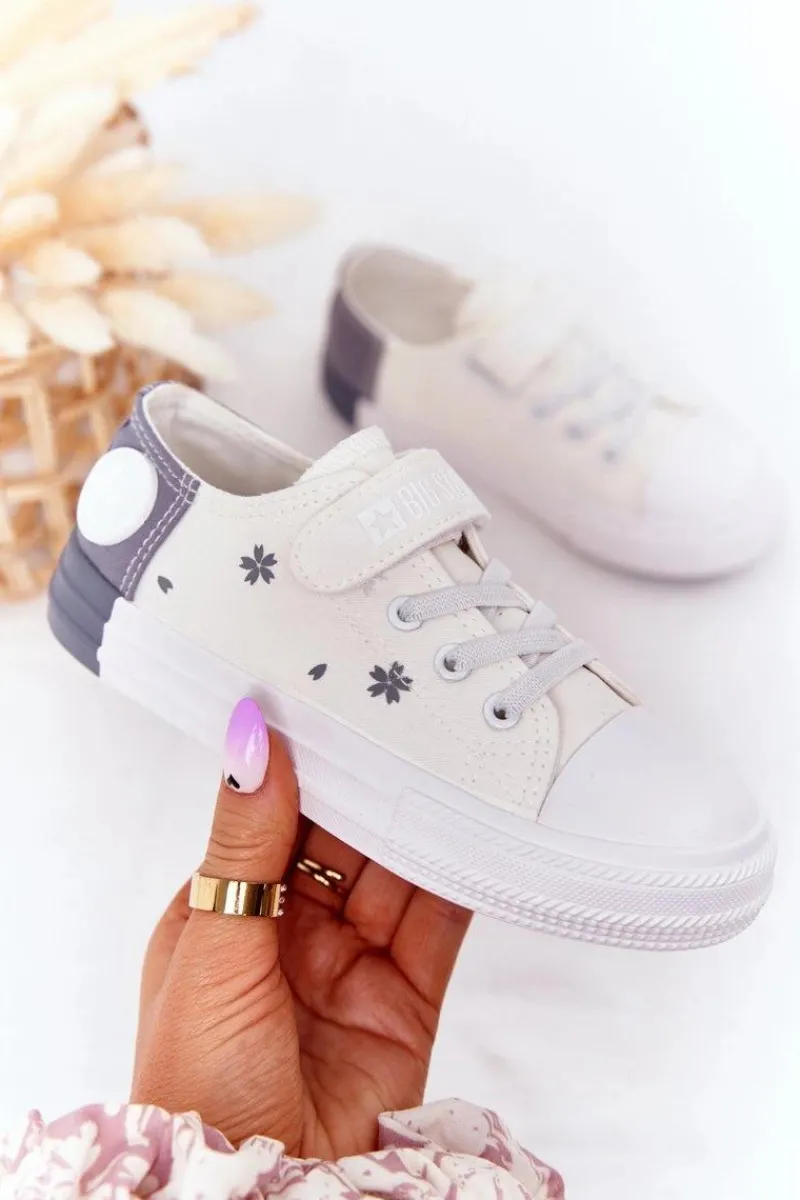 Chłopięce|Dziewczęce>Big Star Shoes Dziecięce Trampki Na Rzep BIG STAR HH374052 Biało-Szare