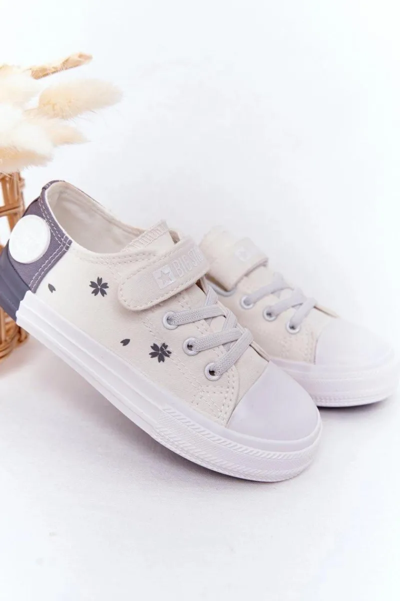 Chłopięce|Dziewczęce>Big Star Shoes Dziecięce Trampki Na Rzep BIG STAR HH374052 Biało-Szare