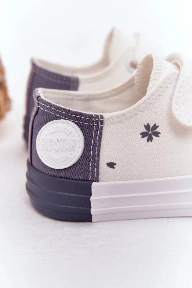 Chłopięce|Dziewczęce>Big Star Shoes Dziecięce Trampki Na Rzep BIG STAR HH374052 Biało-Szare