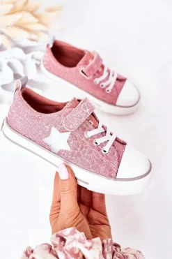 Discount Big Star Shoes Dziecięce Trampki Na Rzep BIG STAR HH374027 Różowe