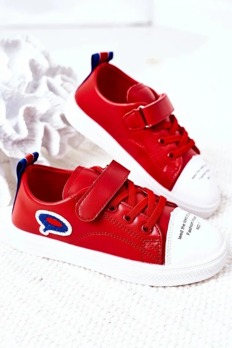 Chłopięce|Dziewczęce>Boto Dziecięce Trampki Na Rzep Czerwone Cartoon