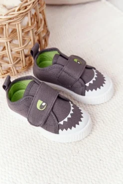 Sale Evento Dziecięce Trampki Na Rzep Z Rekinem Szare Szary