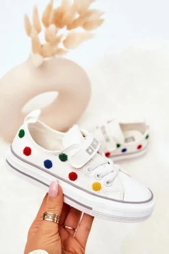 Best Dziecięce Trampki Na Rzep BIG STAR JJ374053 Białe Dzieci Chłopięce|Dziewczęce