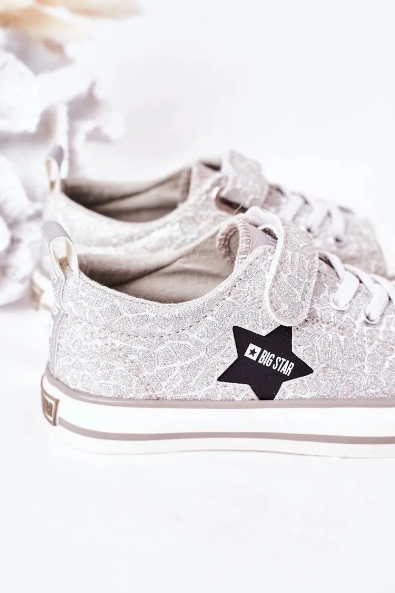 Dziewczęce>Big Star Shoes Dziecięce Trampki Na Rzep BIG STAR HH374025 Srebrne