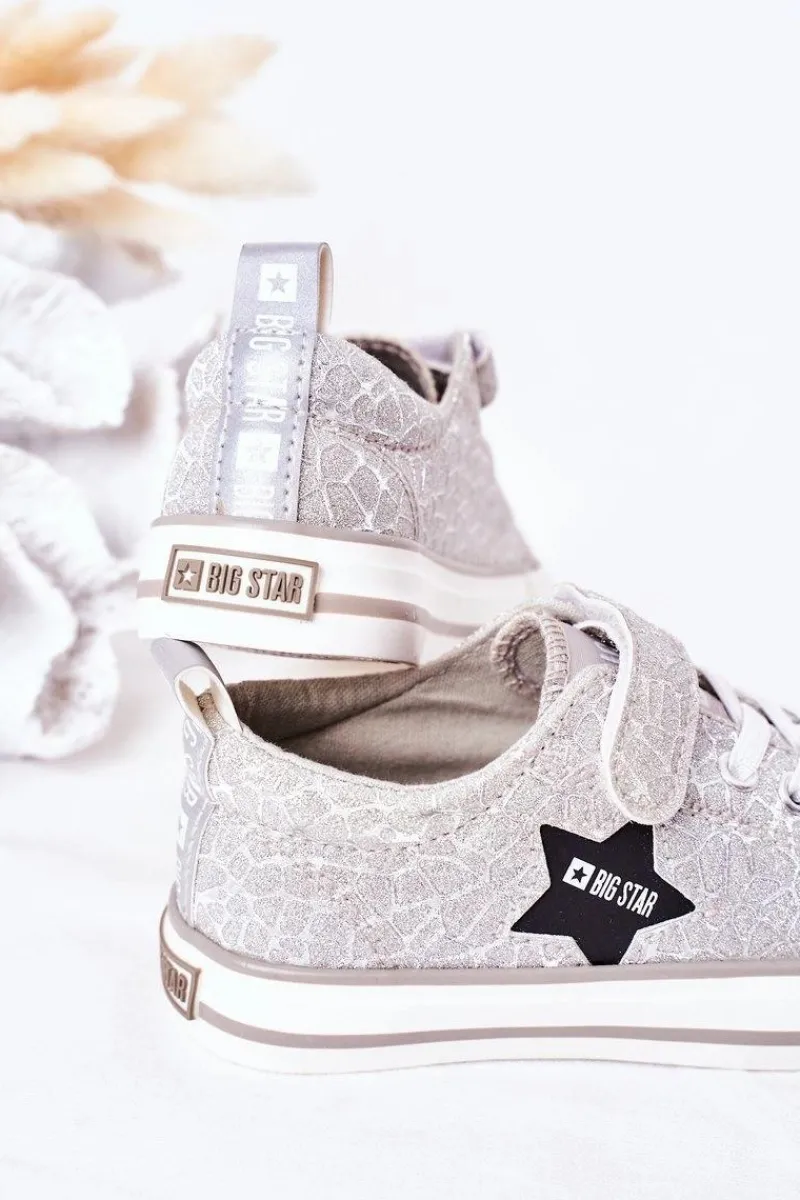 Dziewczęce>Big Star Shoes Dziecięce Trampki Na Rzep BIG STAR HH374025 Srebrne