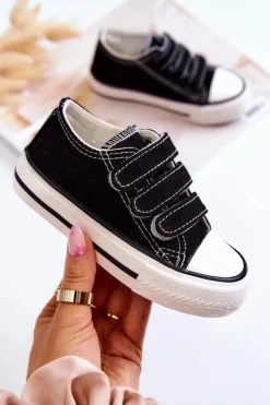 Outlet Boto Dziecięce Trampki Na Rzepy Czarne Bernie Czarny