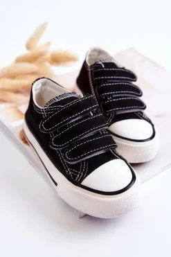 Outlet Boto Dziecięce Trampki Na Rzepy Czarne Bernie Czarny