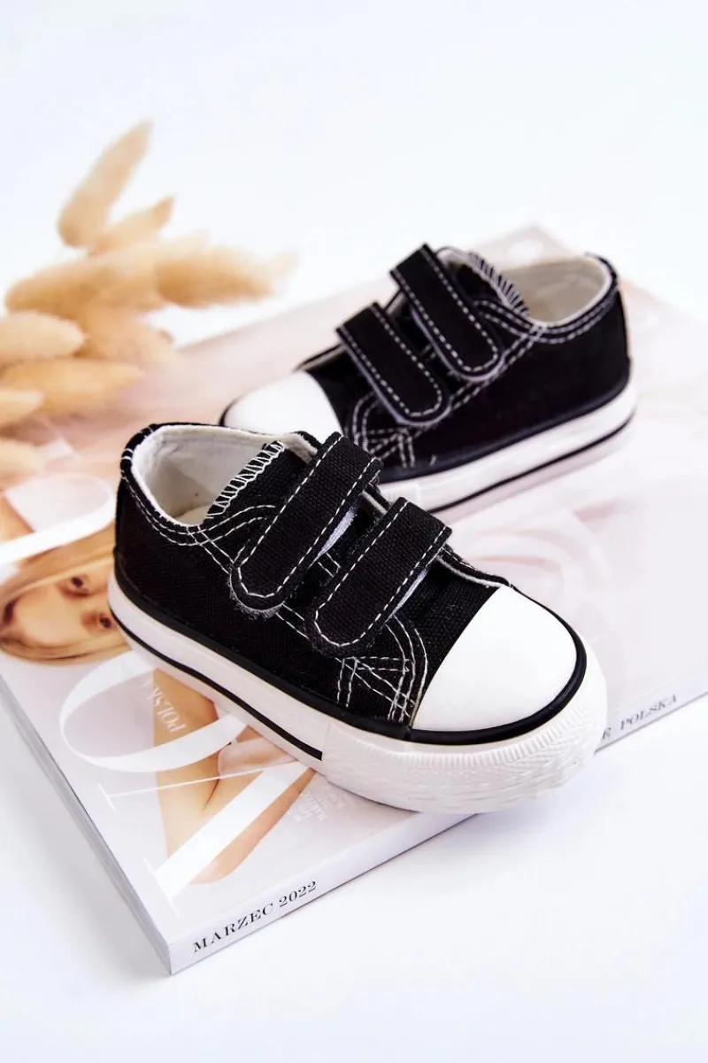 Outlet Boto Dziecięce Trampki Na Rzepy Czarne Bernie Czarny