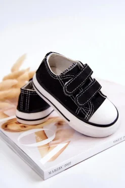 Outlet Boto Dziecięce Trampki Na Rzepy Czarne Bernie Czarny