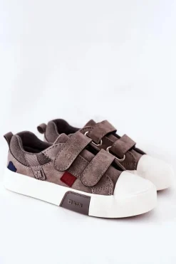 Big Star Shoes Dziecięce Trampki Na Rzepy Big Star II374018 Szare