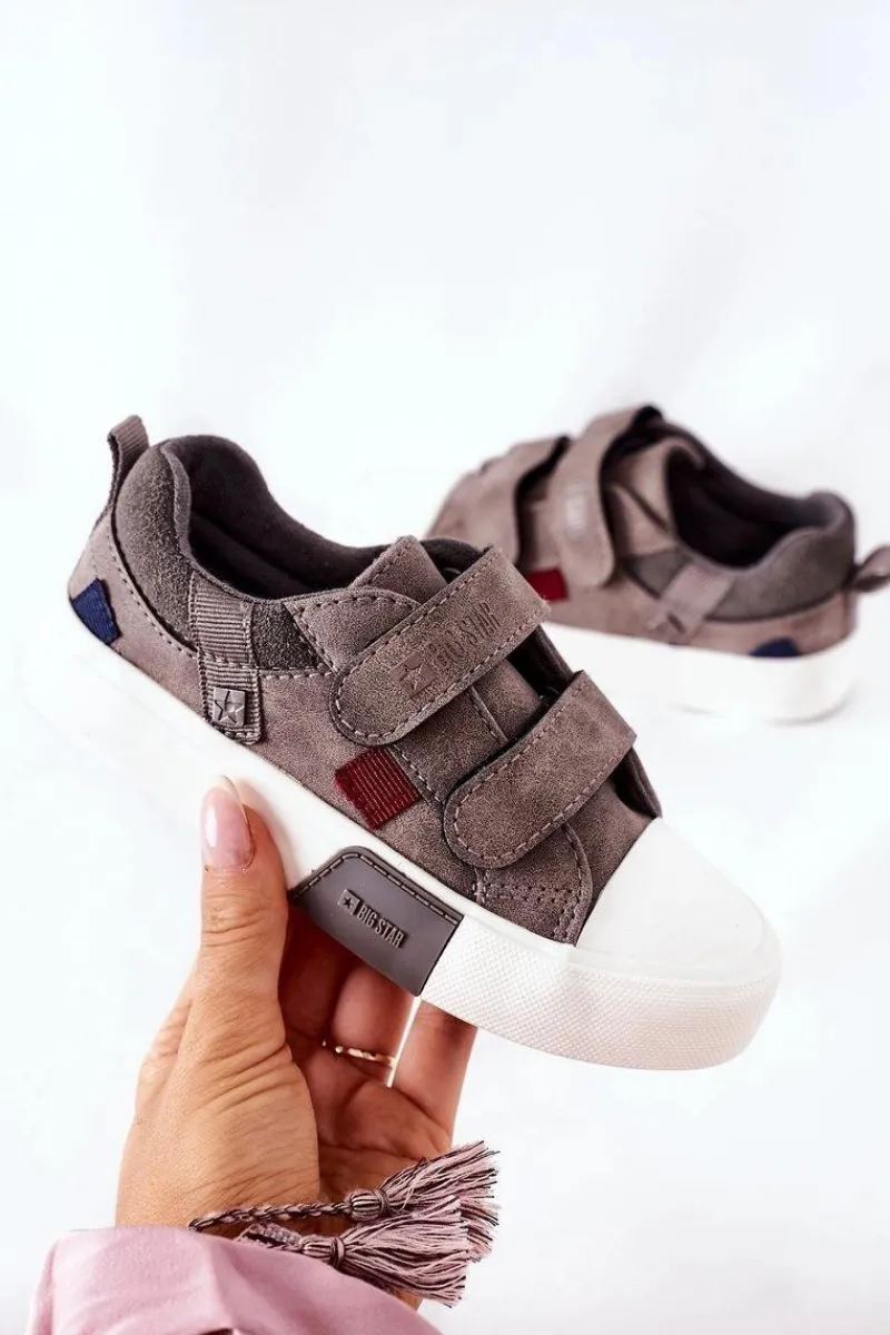 Big Star Shoes Dziecięce Trampki Na Rzepy Big Star II374018 Szare