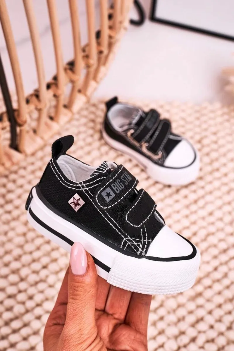 Chłopięce|Dziewczęce>Big Star Shoes Dziecięce Trampki Na Rzepy BIG STAR HH374096 Czarne