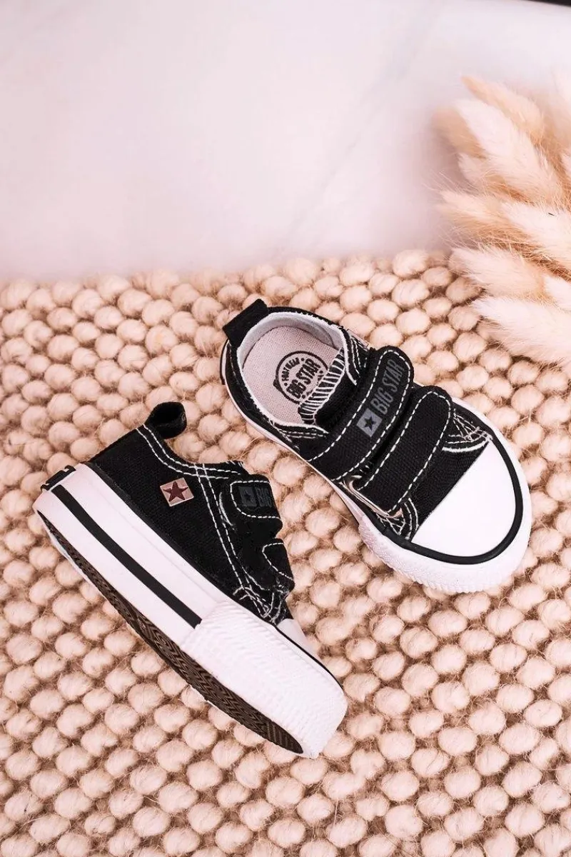Chłopięce|Dziewczęce>Big Star Shoes Dziecięce Trampki Na Rzepy BIG STAR HH374096 Czarne