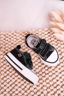 New Dziecięce Trampki Na Rzepy BIG STAR HH374200 Czarne Dzieci Chłopięce|Dziewczęce