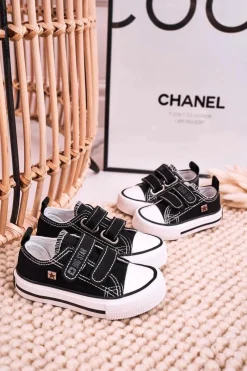 New Dziecięce Trampki Na Rzepy BIG STAR HH374200 Czarne Dzieci Chłopięce|Dziewczęce