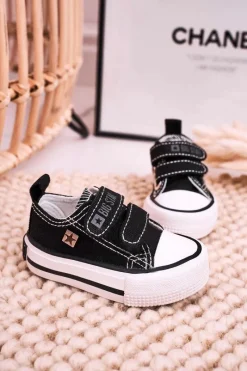 New Dziecięce Trampki Na Rzepy BIG STAR HH374200 Czarne Dzieci Chłopięce|Dziewczęce