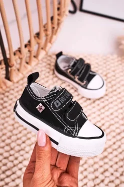 New Dziecięce Trampki Na Rzepy BIG STAR HH374200 Czarne Dzieci Chłopięce|Dziewczęce