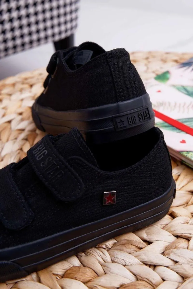 Big Star Shoes Dziecięce Trampki Na Rzepy Big Star FF374095 Czarne
