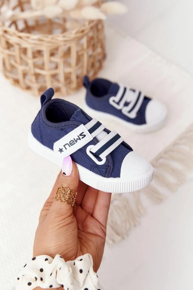 Hot Dziecięce Trampki Na Rzepy Granatowe News Dzieci Chłopięce