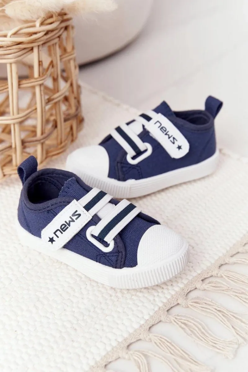 Hot Dziecięce Trampki Na Rzepy Granatowe News Dzieci Chłopięce