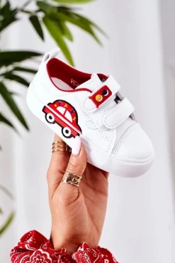 Chłopięce|Back To School>Boto Dziecięce Trampki Na Rzepy Biało-Czerwone Taxi