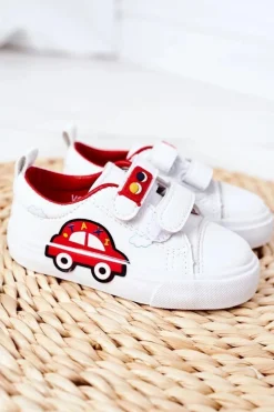 Chłopięce|Back To School>Boto Dziecięce Trampki Na Rzepy Biało-Czerwone Taxi